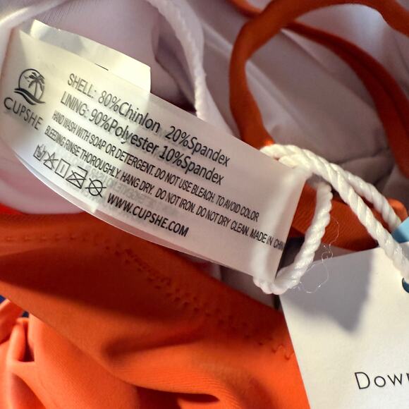 Cupshe One Piece Swimsuit, Orange Ruched Adjustable Straps, Size XXL, NWT - Picture 4 of 5